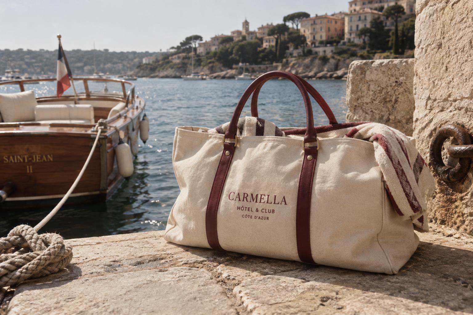 The Weekend Bag waiting beside the Carmella launch at The Jetty